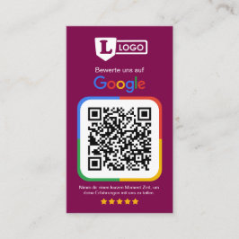 Cartão De Visita Google Bewertungskarte mit QR code 