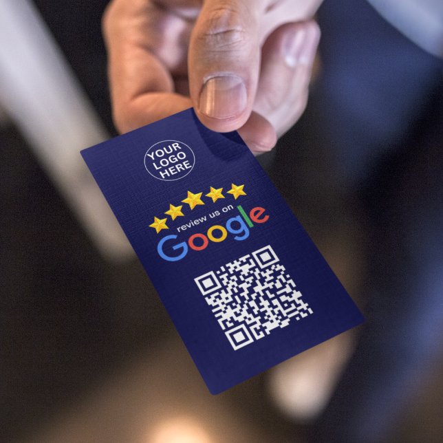 Cartão De Visita Google Business Reviews 5 estrelas Marinho de códi (Criador carregado)