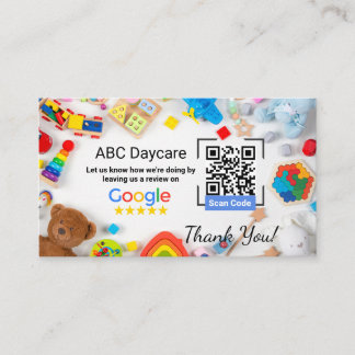 Cartão De Visita Google Review Card para a empresa de creche com có
