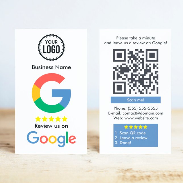 Cartão De Visita Google Review com link de código QR (Criador carregado)