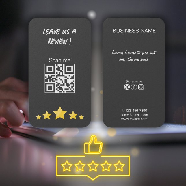 Cartão De Visita Google Review My Business Manuscrito Código Qr (Google Review My Business Handwritten Qr Code Business Card)