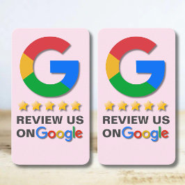 Cartão De Visita Google Review QR Code Blush Tap Pink para Revisão