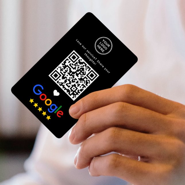 Cartão De Visita Google Review QR Code Obrigado Espetacular Preto (Criador carregado)