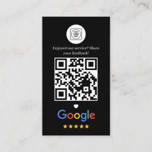 Cartão De Visita Google Review QR Obrigado Preto