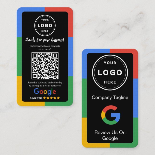 Cartão De Visita Google Review Request Card  with Logo and QR Code (Frente/Verso)