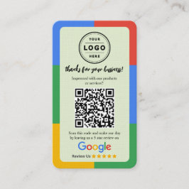 Cartão De Visita Google Review Request Card  with Logo and QR Code