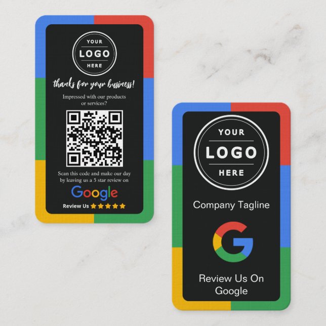Cartão De Visita Google Review Request Card  with Logo and QR Code (Frente/Verso)