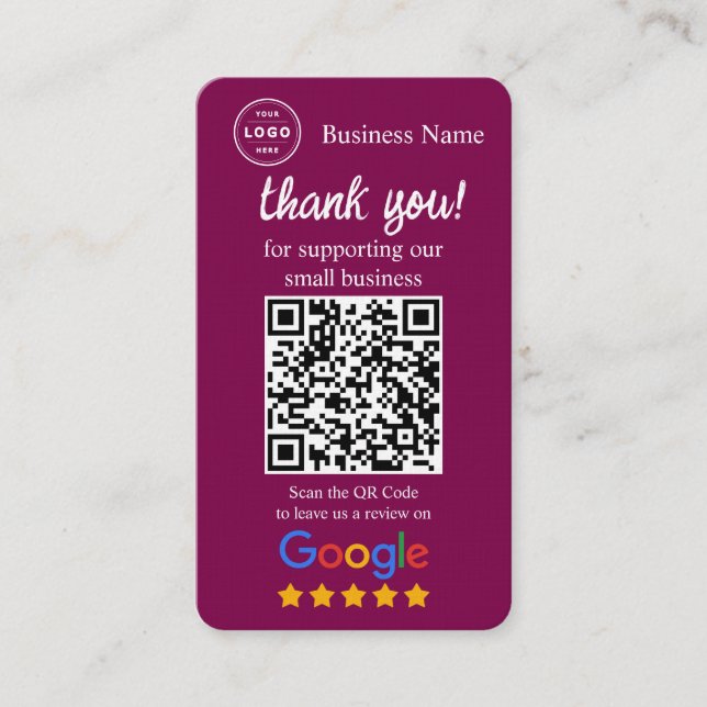 Cartão De Visita Google Review Request Card with QR code (Frente)
