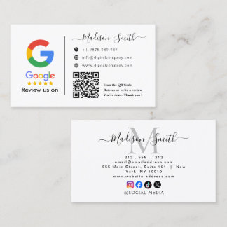 Cartão De Visita Google Review With QR Code Link Business Card
