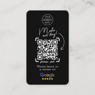 Cartão De Visita Google Reviews Código QR Black Business Revise-nos