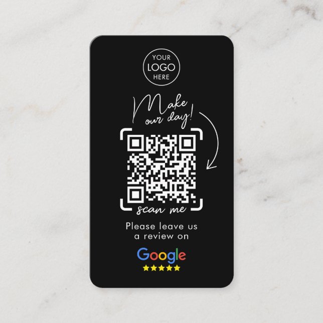 Cartão De Visita Google Reviews Código QR Black Business Revise-nos (Frente)