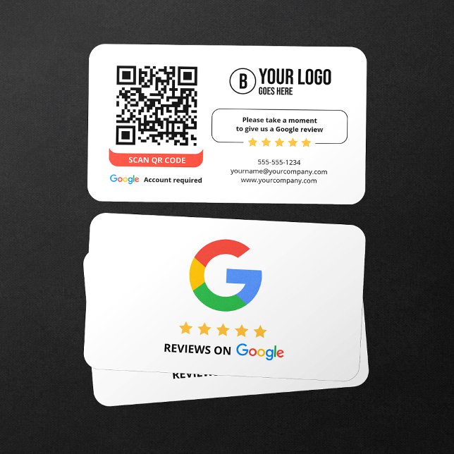 Cartão De Visita Google Reviews QR Code Rate My Business 5 Star (Criador carregado)