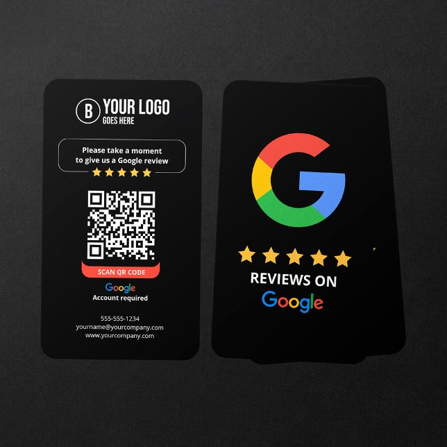 Cartão De Visita Google Reviews QR Code Rate My Business 5 Star (Criador carregado)