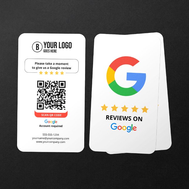 Cartão De Visita Google Reviews QR Code Rate My Business 5 Star (Criador carregado)