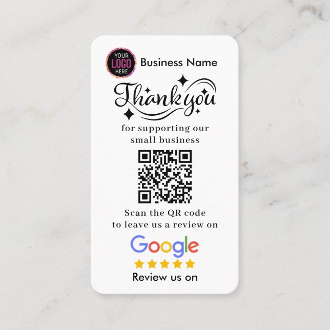 Cartão De Visita Google Reviews With Thank You And QR Code Business (Frente)