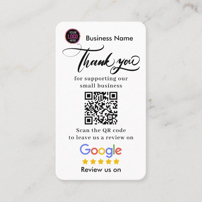 Cartão De Visita Google Reviews With Thank You And QR Code Business (Frente)