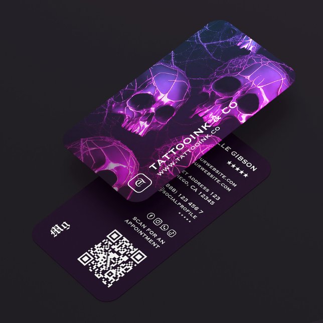 Cartão De Visita Goth Skull Tattoo Artist Logo Tattooist Modern (Goth Skull Tattoo Artist Logo Tattooist Modern Business Card
)