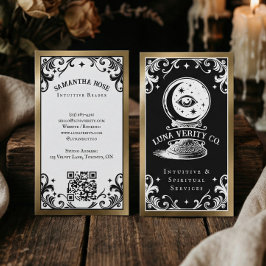 Cartão De Visita Gothic Mystic Holistic Spiritual Crystal Ball Gold