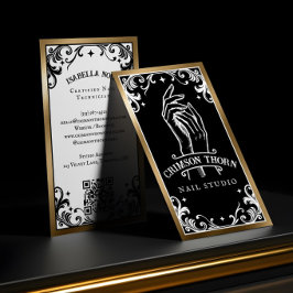 Cartão De Visita Gothic Vintage Beauty Nail Salon Black Luxury