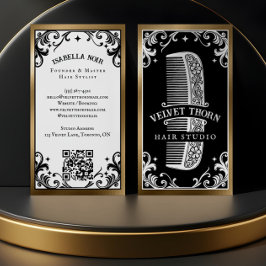 Cartão De Visita Gothic Vintage Hair Stylist Beauty Salon Black