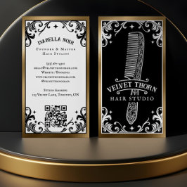 Cartão De Visita Gothic Vintage Hair Stylist Beauty Salon Black