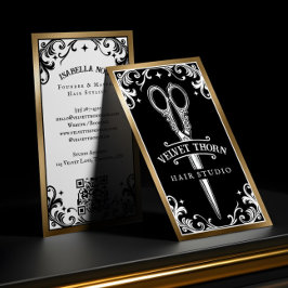 Cartão De Visita Gothic Vintage Hair Stylist Beauty Salon Black