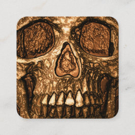 Cartão De Visita Gótica Cara de Caveira Brilhando Dourado Compro de