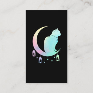 Cartão De Visita Gótico Místico De Wicca De Gato De Moon Crescent