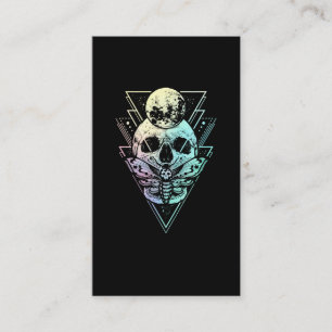 Cartão De Visita Gótico Pastel Moon Skull Gótica Crescente Wicca 