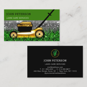 Cartão De Visita Gra Dourada do Serviço de Corte de Grass Gardenin
