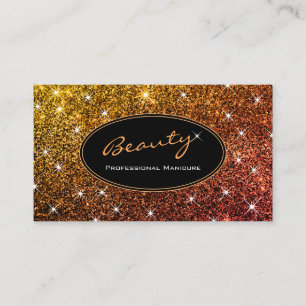 Cartão De Visita Gradação Dourada de Beleza Manicure Trendy Lumin