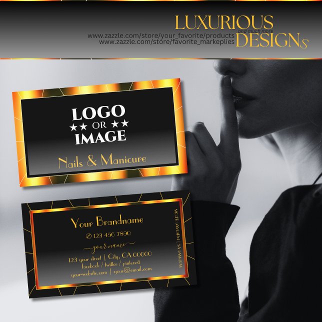 Cartão De Visita Gradação Preta de Quadro Laranja Casual Adicionar  (Criador carregado)