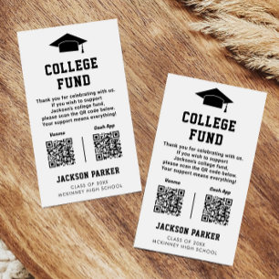 Cartão De Visita Gradation Party College Fund 2 QR Code Card