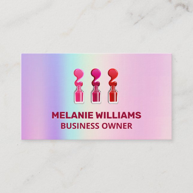 Cartão De Visita Gradiente Arco-Íris | Verniz Polonês (Frente)