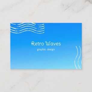 Cartão de Visita Gradiente Azul - Ondas Retro