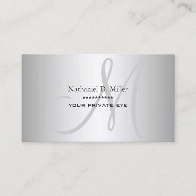 Cartão De Visita Gradiente Cinza Prata Falso DIY (Frente)