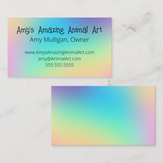 Cartão De Visita Gradiente Colorido de Pastel (Frente/Verso)