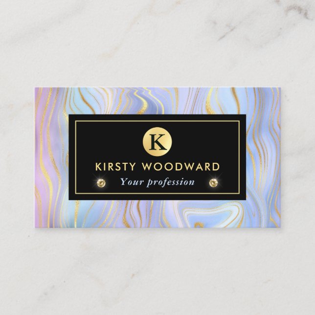 Cartão De Visita Gradiente de Arco-Íris Iridescente e Estratos de F (Frente)