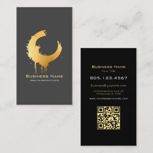 Cartão De Visita Gradiente de Ouro em Espiral Personalizável com Có
