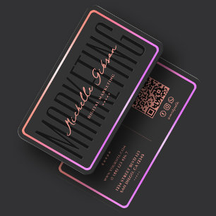 Cartão De Visita Gradiente Estético Moldura Rosa Marketing