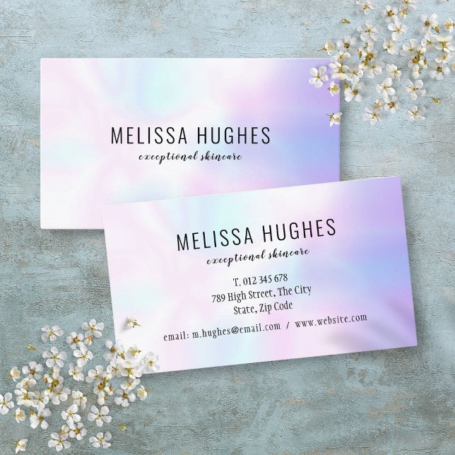 Cartão De Visita Gradiente Holográfico Simples do Arco-Íris (Simple Modern Holographic Rainbow Gradient Business Card)
