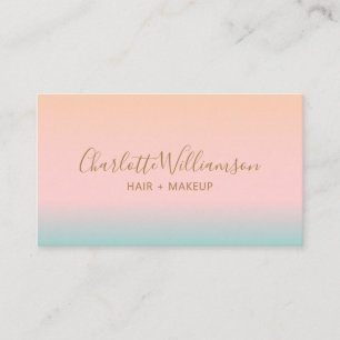 Cartão De Visita Gradiente Rosa Pastel Retro Chique Monograma Elega