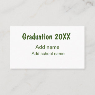 Cartão De Visita Graduação 20XX acrescentar nome de ano escola verd
