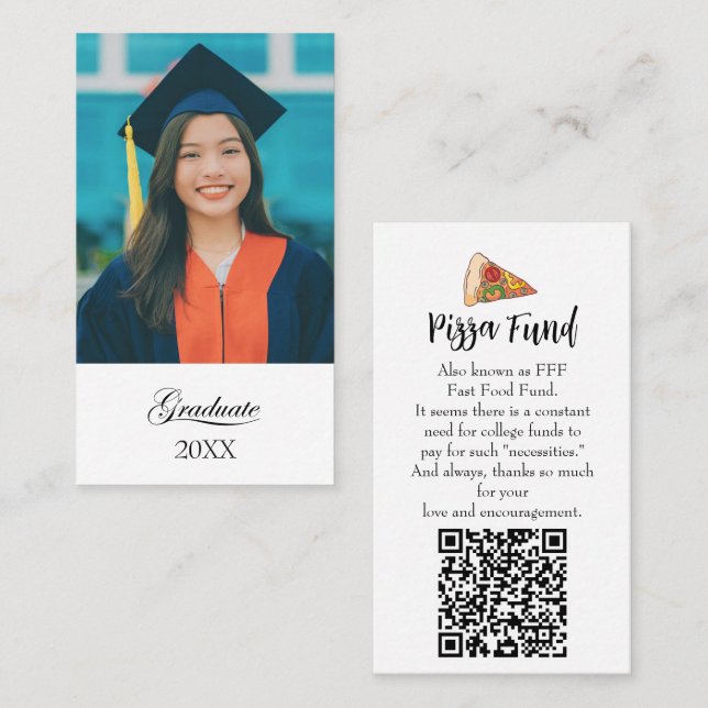 Cartão De Visita Graduation "Pizza Fund" for college Enclosure card (Frente/Verso)