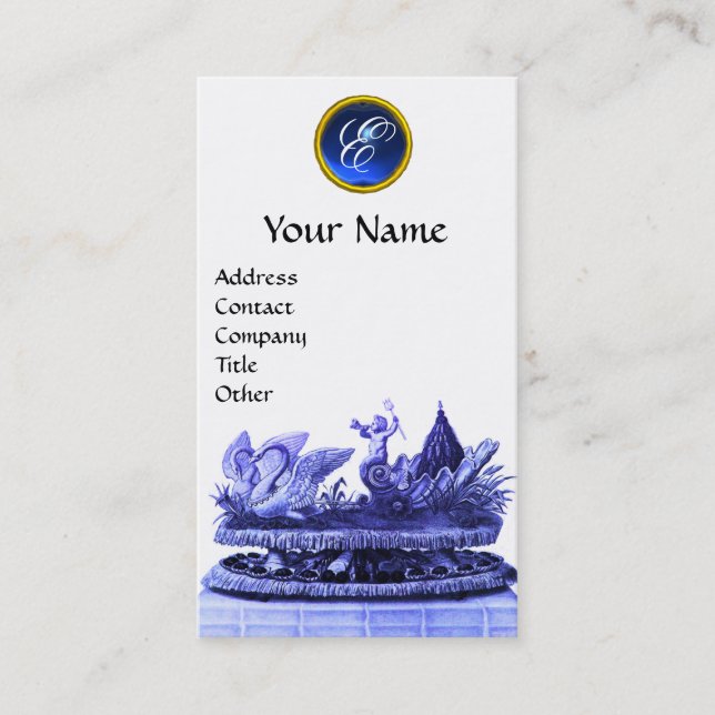 CARTÃO DE VISITA GRÁFICO AZUL DOS SUÃOS COM CUPCAKES E PASSAGEM (Frente)