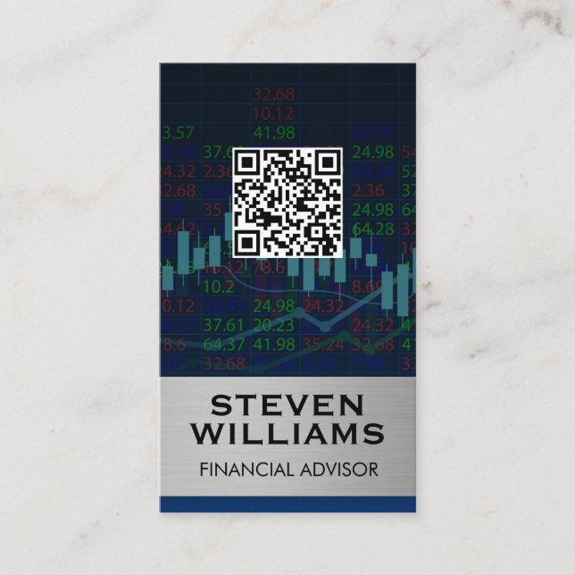 Cartão De Visita Gráfico de ações financeiras | Verificação de Rótu (Frente)