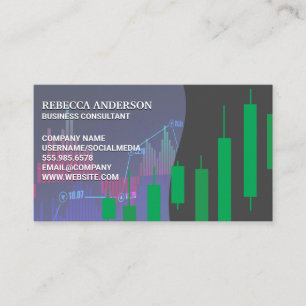 Cartão De Visita Gráfico de Ações  Gráfico de Candlestick Verde