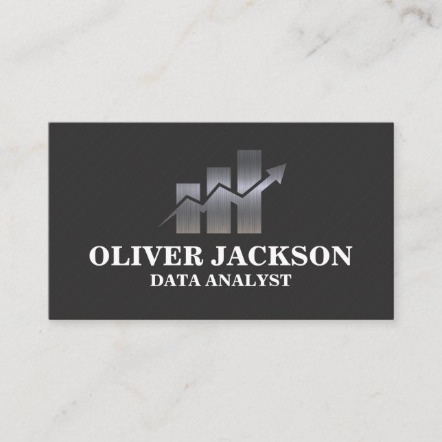 Cartão De Visita Gráfico de Bar de Gráfico Metálico | Investimentos (Frente)