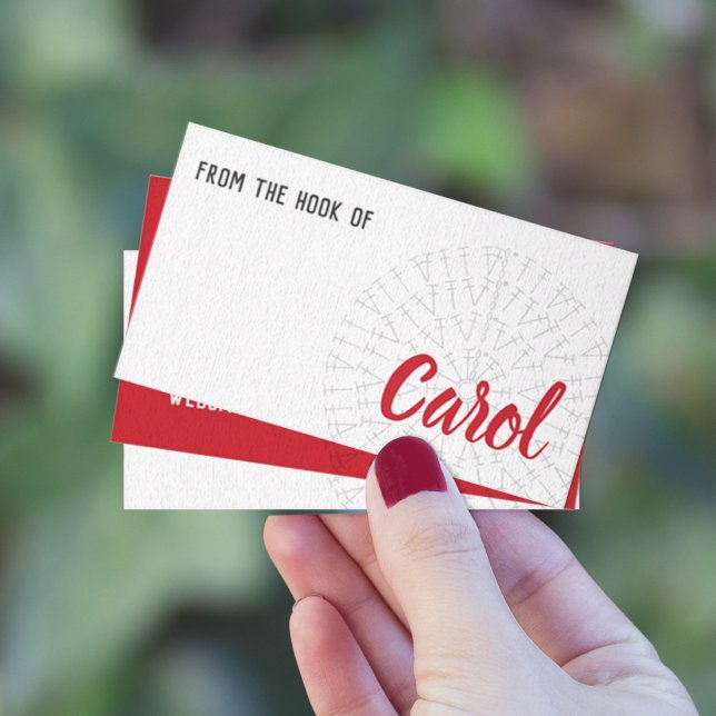 Cartão De Visita Gráfico de Crochet Vermelho Escarlate (Criador carregado)