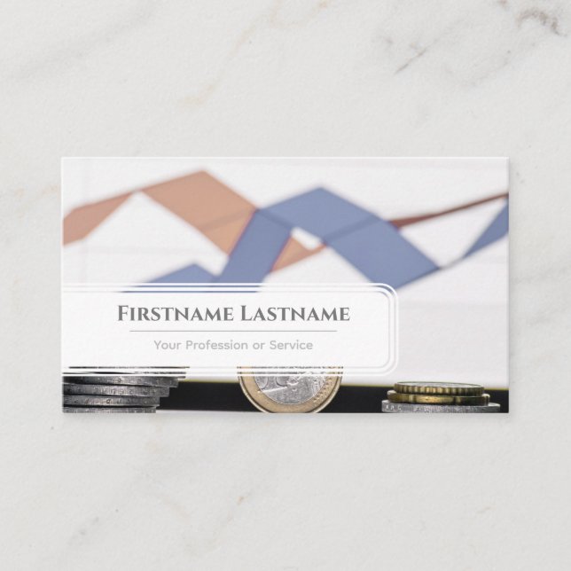 Cartão De Visita Gráfico de moeda branca do euro elegante como peri (Frente)